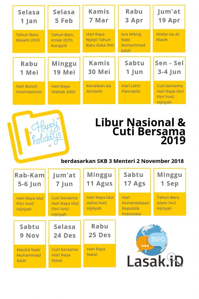 Jadwal Libur Nasional 2019